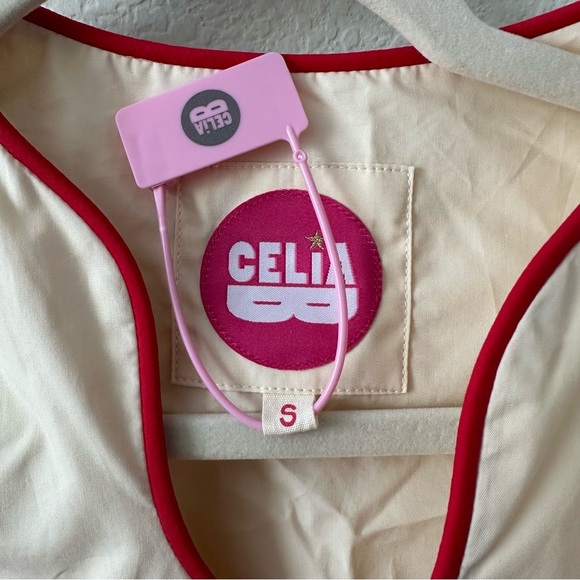 NWT CeliaB Neutral Baba Voyager Cream Midi Tiered Dress SZ S - Picture 4 of 9